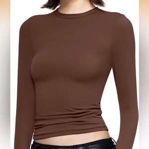 Chic Brown Long Sleeve Top